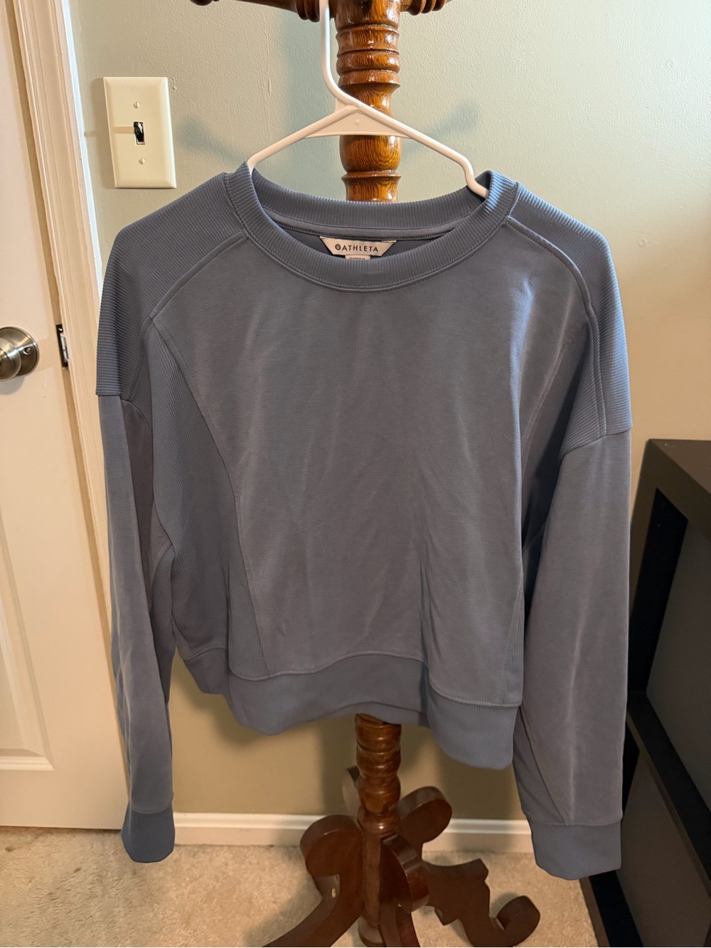 Athleta Dusty Blue Raglan Crew Sweatshirt
